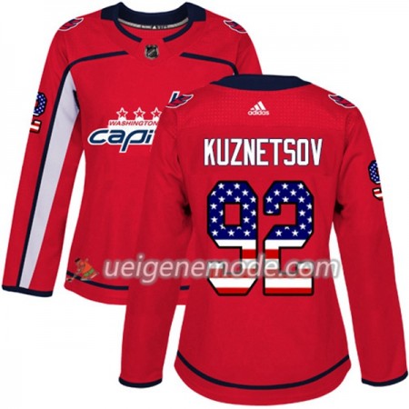 Dame Eishockey Washington Capitals Trikot Evgeny Kuznetsov 92 Adidas 2017-2018 Rot USA Flag Fashion Authentic